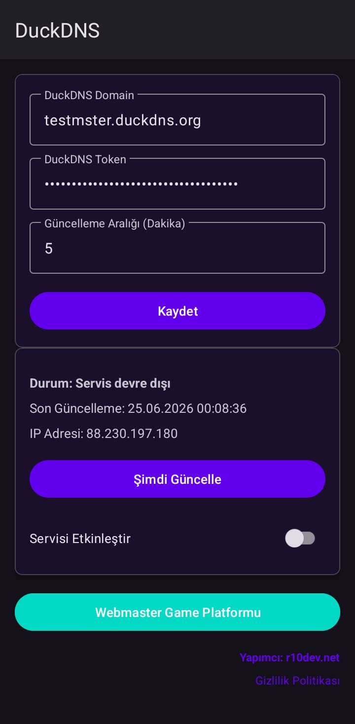 DuckDNS Mobil uygulama ekran görüntüsü